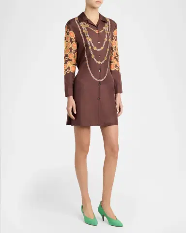 Versace Printed Silk Twill Mini Shirtdress | Thumbnail 3 Versace Printed Silk Twill Mini Shirtdress | Thumbnail 3