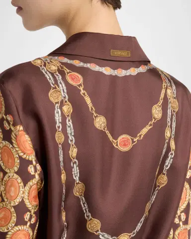 Versace Printed Silk Twill Mini Shirtdress | Thumbnail 4 Versace Printed Silk Twill Mini Shirtdress | Thumbnail 4