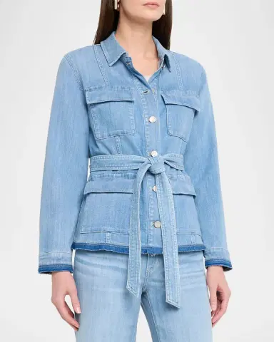 Kobi Halperin Becca Washed-Denim Self-Belt Utility Jacket | Thumbnail 4 Kobi Halperin Becca Washed-Denim Self-Belt Utility Jacket | Thumbnail 4