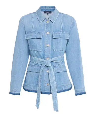Kobi Halperin Becca Washed-Denim Self-Belt Utility Jacket | Thumbnail 1 Kobi Halperin Becca Washed-Denim Self-Belt Utility Jacket | Thumbnail 1