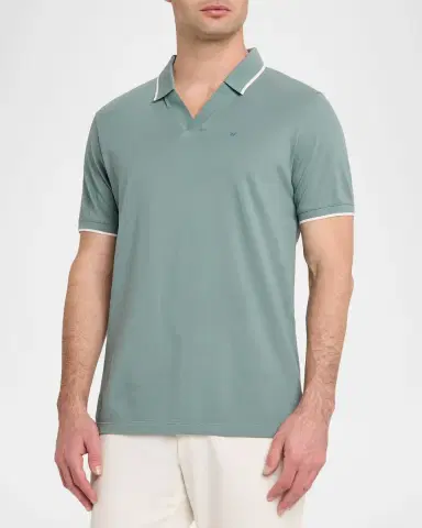 Emporio Armani Men 's V-Neck Pique Polo Shirt | Thumbnail 4 Emporio Armani Men 's V-Neck Pique Polo Shirt | Thumbnail 4