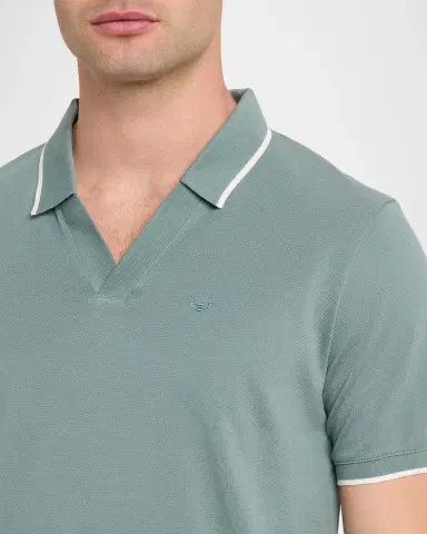 Emporio Armani Men 's V-Neck Pique Polo Shirt | Thumbnail 5 Emporio Armani Men 's V-Neck Pique Polo Shirt | Thumbnail 5