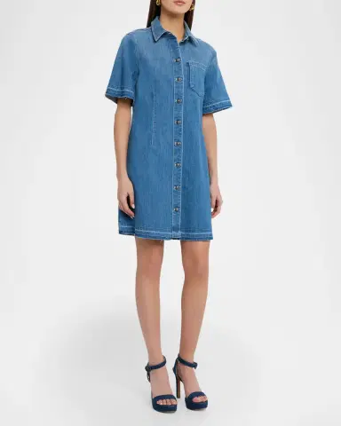 Kobi Halperin Alice Stretch-Denim Raw-Edge Minidress | Thumbnail 4 Kobi Halperin Alice Stretch-Denim Raw-Edge Minidress | Thumbnail 4