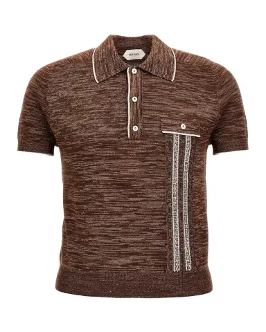 Versace Men's Mouline Jacquard Knit Polo | Thumbnail 1 Versace Men's Mouline Jacquard Knit Polo | Thumbnail 1