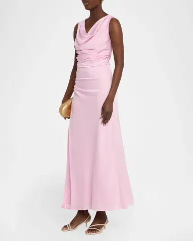 SIMKHAI Melaney Sleeveless Cowl-Neck Satin Maxi Dress | Thumbnail 3 SIMKHAI Melaney Sleeveless Cowl-Neck Satin Maxi Dress | Thumbnail 3