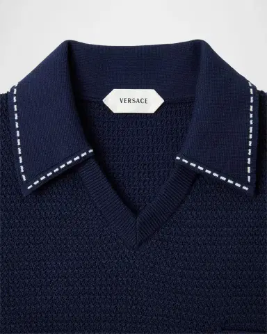 Versace Medusa Knit Cotton Polo | Thumbnail 4 Versace Medusa Knit Cotton Polo | Thumbnail 4
