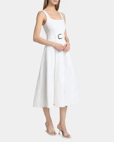 Cinq à Sept Cambree Belted A-Line Denim Midi Dress | Thumbnail 6 Cinq à Sept Cambree Belted A-Line Denim Midi Dress | Thumbnail 6