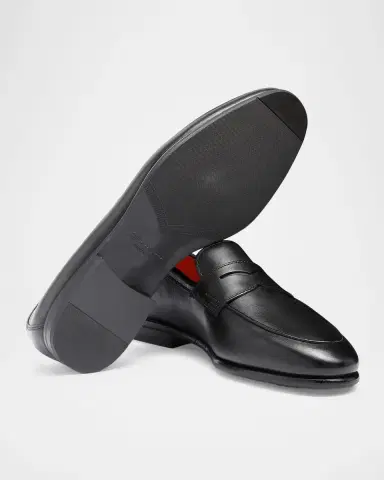 Santoni Men's Carlo Leather Penny Loafers | Thumbnail 5 Santoni Men's Carlo Leather Penny Loafers | Thumbnail 5