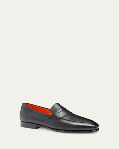 Santoni Men's Carlo Leather Penny Loafers | Thumbnail 8 Santoni Men's Carlo Leather Penny Loafers | Thumbnail 8