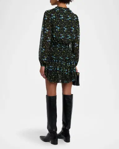 MISA Los Angeles Lorena Morning Glory Lattice Chiffon Mini Dress | Thumbnail 3 MISA Los Angeles Lorena Morning Glory Lattice Chiffon Mini Dress | Thumbnail 3