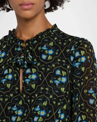MISA Los Angeles Lorena Morning Glory Lattice Chiffon Mini Dress | Thumbnail 5 MISA Los Angeles Lorena Morning Glory Lattice Chiffon Mini Dress | Thumbnail 5