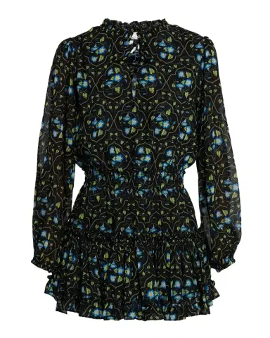 MISA Los Angeles Lorena Morning Glory Lattice Chiffon Mini Dress | Thumbnail 1 MISA Los Angeles Lorena Morning Glory Lattice Chiffon Mini Dress | Thumbnail 1