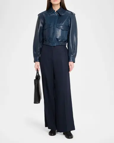 Simkhai Roland Cropped Leather Jacket | Thumbnail 2 Simkhai Roland Cropped Leather Jacket | Thumbnail 2