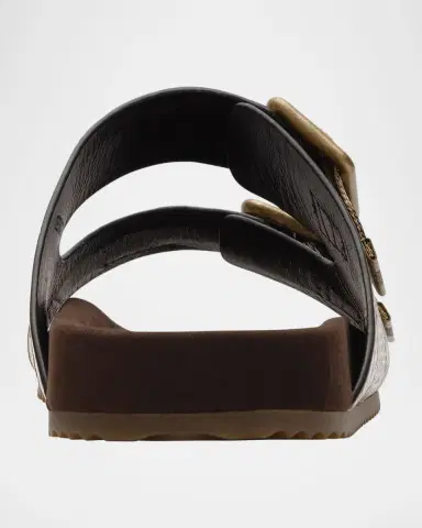 Burberry Urchin Python-Printed Leather Dual Buckle Slide Sandals | Thumbnail 2 Burberry Urchin Python-Printed Leather Dual Buckle Slide Sandals | Thumbnail 2