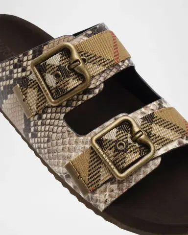 Burberry Urchin Python-Printed Leather Dual Buckle Slide Sandals | Thumbnail 3 Burberry Urchin Python-Printed Leather Dual Buckle Slide Sandals | Thumbnail 3