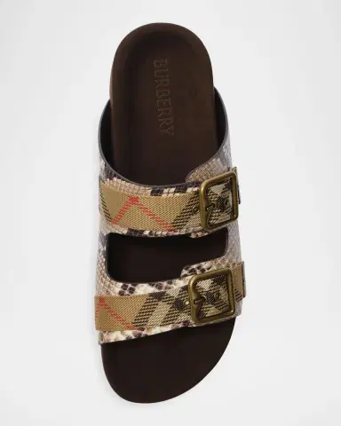 Burberry Urchin Python-Printed Leather Dual Buckle Slide Sandals | Thumbnail 4 Burberry Urchin Python-Printed Leather Dual Buckle Slide Sandals | Thumbnail 4