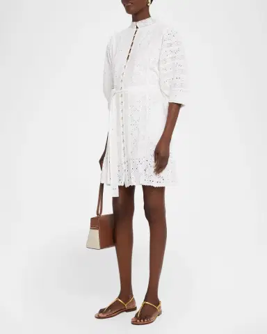 Melissa Odabash Reagan Eyelet Button-Front Mini Dress | Thumbnail 4 Melissa Odabash Reagan Eyelet Button-Front Mini Dress | Thumbnail 4
