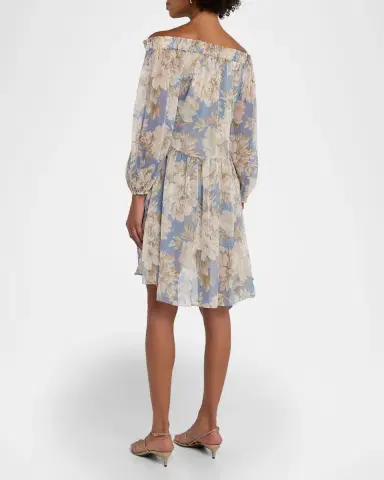 MISA Los Angeles Millie Peony Chiffon Off-Shoulder Mini Dress | Thumbnail 2 MISA Los Angeles Millie Peony Chiffon Off-Shoulder Mini Dress | Thumbnail 2