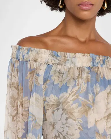 MISA Los Angeles Millie Peony Chiffon Off-Shoulder Mini Dress | Thumbnail 4 MISA Los Angeles Millie Peony Chiffon Off-Shoulder Mini Dress | Thumbnail 4