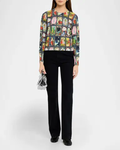 ALICE + OLIVIA Carolee Tarot Printed Crewneck Sweater | Thumbnail 2 ALICE + OLIVIA Carolee Tarot Printed Crewneck Sweater | Thumbnail 2