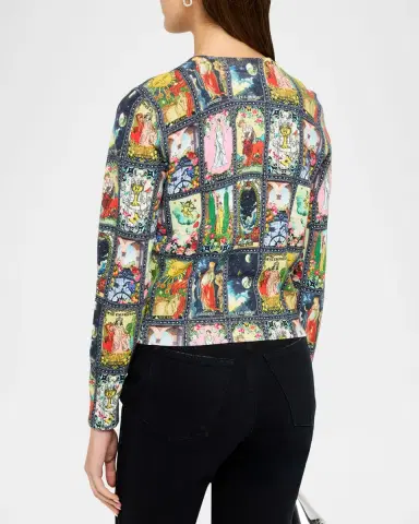 ALICE + OLIVIA Carolee Tarot Printed Crewneck Sweater | Thumbnail 3 ALICE + OLIVIA Carolee Tarot Printed Crewneck Sweater | Thumbnail 3