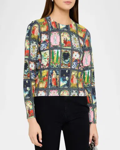 ALICE + OLIVIA Carolee Tarot Printed Crewneck Sweater | Thumbnail 4 ALICE + OLIVIA Carolee Tarot Printed Crewneck Sweater | Thumbnail 4