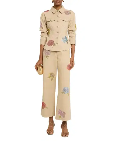 Cinq à Sept Mylah Heatset Roses Pants | Thumbnail 1 Cinq à Sept Mylah Heatset Roses Pants | Thumbnail 1