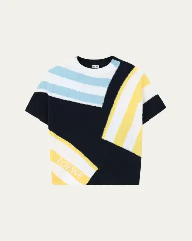 LOEWE Striped Fuzzy Knit Short-Sleeve Sweater | Thumbnail 2 LOEWE Striped Fuzzy Knit Short-Sleeve Sweater | Thumbnail 2