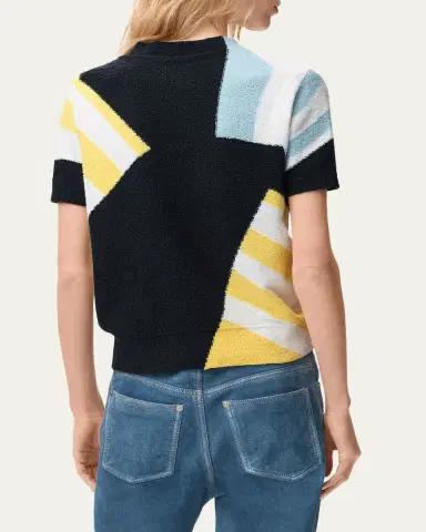 LOEWE Striped Fuzzy Knit Short-Sleeve Sweater | Thumbnail 4 LOEWE Striped Fuzzy Knit Short-Sleeve Sweater | Thumbnail 4