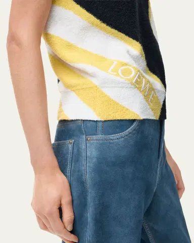 LOEWE Striped Fuzzy Knit Short-Sleeve Sweater | Thumbnail 6 LOEWE Striped Fuzzy Knit Short-Sleeve Sweater | Thumbnail 6