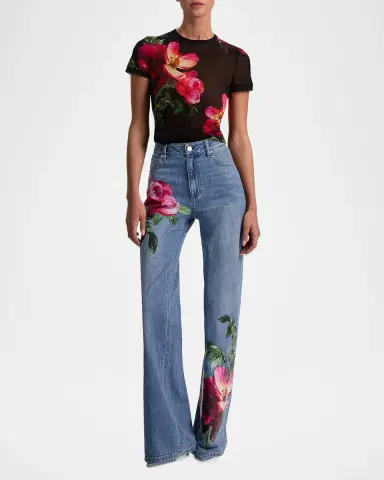 ALICE + OLIVIA Chic Printed Wide-Leg Jeans | Thumbnail 2 ALICE + OLIVIA Chic Printed Wide-Leg Jeans | Thumbnail 2