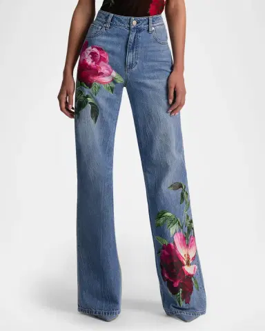 ALICE + OLIVIA Chic Printed Wide-Leg Jeans | Thumbnail 4 ALICE + OLIVIA Chic Printed Wide-Leg Jeans | Thumbnail 4