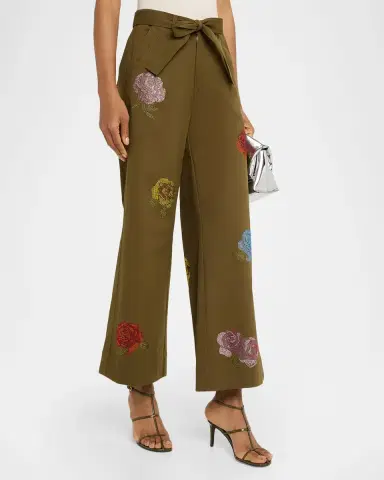 Cinq à Sept Wide-Leg Heatset Roses Pants | Thumbnail 4 Cinq à Sept Wide-Leg Heatset Roses Pants | Thumbnail 4
