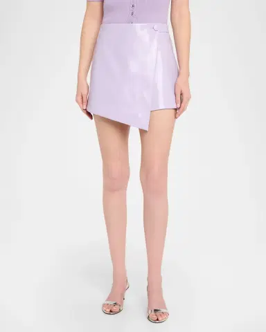 Toccin Stella Faux Leather Button Wrap Skort | Thumbnail 4 Toccin Stella Faux Leather Button Wrap Skort | Thumbnail 4