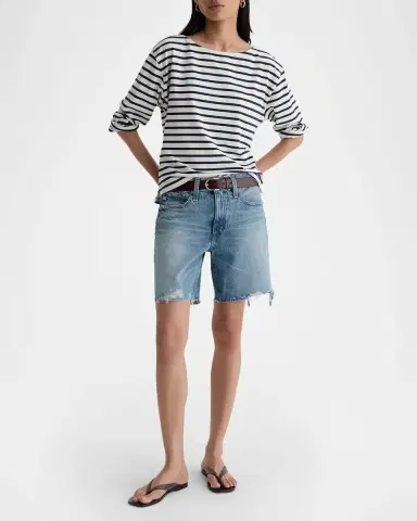 AG Jeans Billie Frayed-Hem Cotton Denim Shorts | Thumbnail 2 AG Jeans Billie Frayed-Hem Cotton Denim Shorts | Thumbnail 2