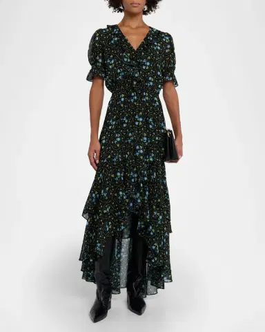 MISA Los Angeles Jodie Morning Glory Lattice High-Low Maxi Dress | Thumbnail 2 MISA Los Angeles Jodie Morning Glory Lattice High-Low Maxi Dress | Thumbnail 2
