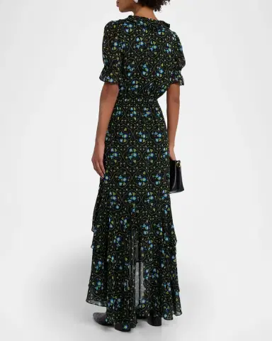 MISA Los Angeles Jodie Morning Glory Lattice High-Low Maxi Dress | Thumbnail 3 MISA Los Angeles Jodie Morning Glory Lattice High-Low Maxi Dress | Thumbnail 3
