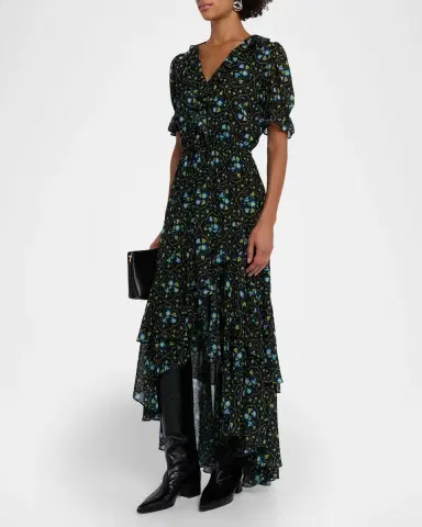 MISA Los Angeles Jodie Morning Glory Lattice High-Low Maxi Dress | Thumbnail 4 MISA Los Angeles Jodie Morning Glory Lattice High-Low Maxi Dress | Thumbnail 4