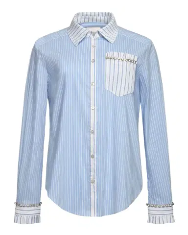 Cinq à Sept Dorsia Crystal-Embellished Pinstripe Button-Front Shirt | Thumbnail 1 Cinq à Sept Dorsia Crystal-Embellished Pinstripe Button-Front Shirt | Thumbnail 1