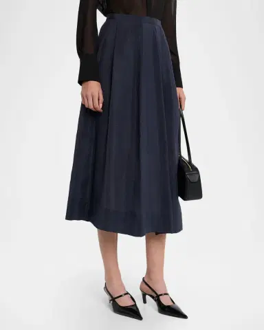 Emporio Armani Pleated High-Low Midi Skirt | Thumbnail 4 Emporio Armani Pleated High-Low Midi Skirt | Thumbnail 4