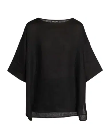 Eskandar Linen Sloped Shoulder Wide A-Line Scoop Neck Top - Mid Length | Thumbnail 1 Eskandar Linen Sloped Shoulder Wide A-Line Scoop Neck Top - Mid Length | Thumbnail 1