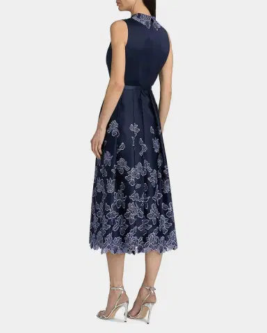 Theia Merisel Pleated Floral-Embroidered Midi Shirtdress | Thumbnail 3 Theia Merisel Pleated Floral-Embroidered Midi Shirtdress | Thumbnail 3