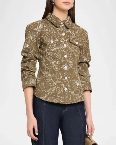Cinq à Sept Canyon Garden Doodle Scrunched Jacket | Thumbnail 3 Cinq à Sept Canyon Garden Doodle Scrunched Jacket | Thumbnail 3