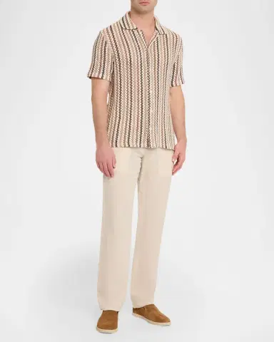 Vince Men's Beach Stripe Italian Cotton-Blend Shirt | Thumbnail 2 Vince Men's Beach Stripe Italian Cotton-Blend Shirt | Thumbnail 2
