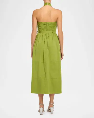 Cinq à Sept Marcie Crossover Halter Belted Midi Dress | Thumbnail 3 Cinq à Sept Marcie Crossover Halter Belted Midi Dress | Thumbnail 3