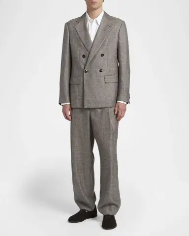 Giorgio Armani Men's Silk, Linen and Wool Double-Breasted Sport Coat | Thumbnail 2 Giorgio Armani Men's Silk, Linen and Wool Double-Breasted Sport Coat | Thumbnail 2