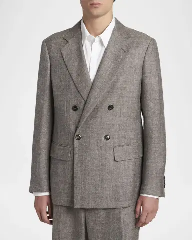 Giorgio Armani Men's Silk, Linen and Wool Double-Breasted Sport Coat | Thumbnail 3 Giorgio Armani Men's Silk, Linen and Wool Double-Breasted Sport Coat | Thumbnail 3