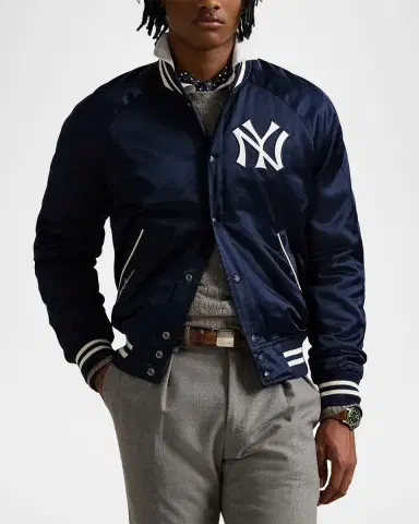 Polo Ralph Lauren x Yankees Men's Satin Bomber Jacket | Thumbnail 4 Polo Ralph Lauren x Yankees Men's Satin Bomber Jacket | Thumbnail 4