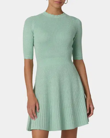 Shoshanna Warren Scalloped Shimmer Knit Mini Sweater Dress | Thumbnail 2 Shoshanna Warren Scalloped Shimmer Knit Mini Sweater Dress | Thumbnail 2