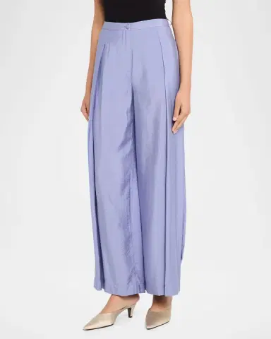 Emporio Armani Pleated Wide-Leg Viscose Trousers | Thumbnail 4 Emporio Armani Pleated Wide-Leg Viscose Trousers | Thumbnail 4